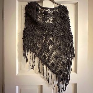 Handmade Grey Crochet Asymmetrical Capelet
